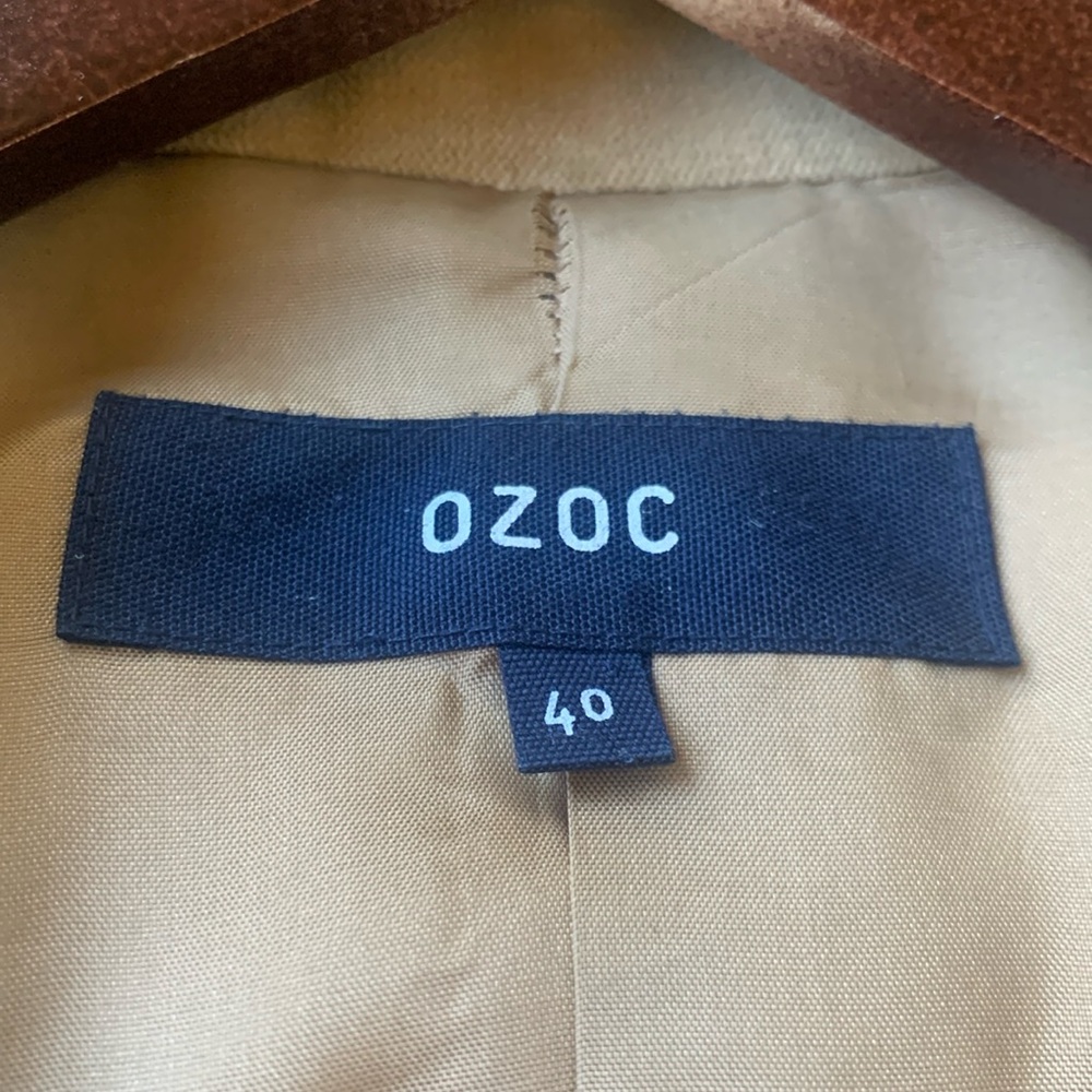 OZOC VELVET BLAZER TORTOISE BUTTONS WOMENS 40 DOUBLE BUTTON LINED CAMEL TAN EUC - Picture 2 of 11
